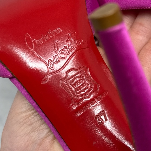 Christian Louboutin Vintage Joli-Noeud Silk Bow Slip On Mule Sandal Heel Pink 37 - Picture 13 of 16